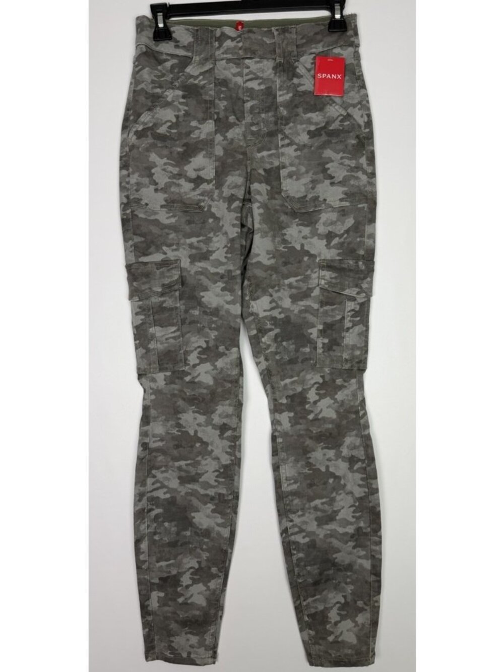 SPANX Stretch Twill Ankle Cargo Pants Large Stone Wash Camo
